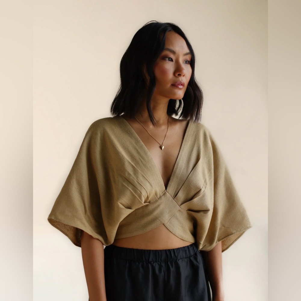 FARA Boutique Alice Crop Top in Camel